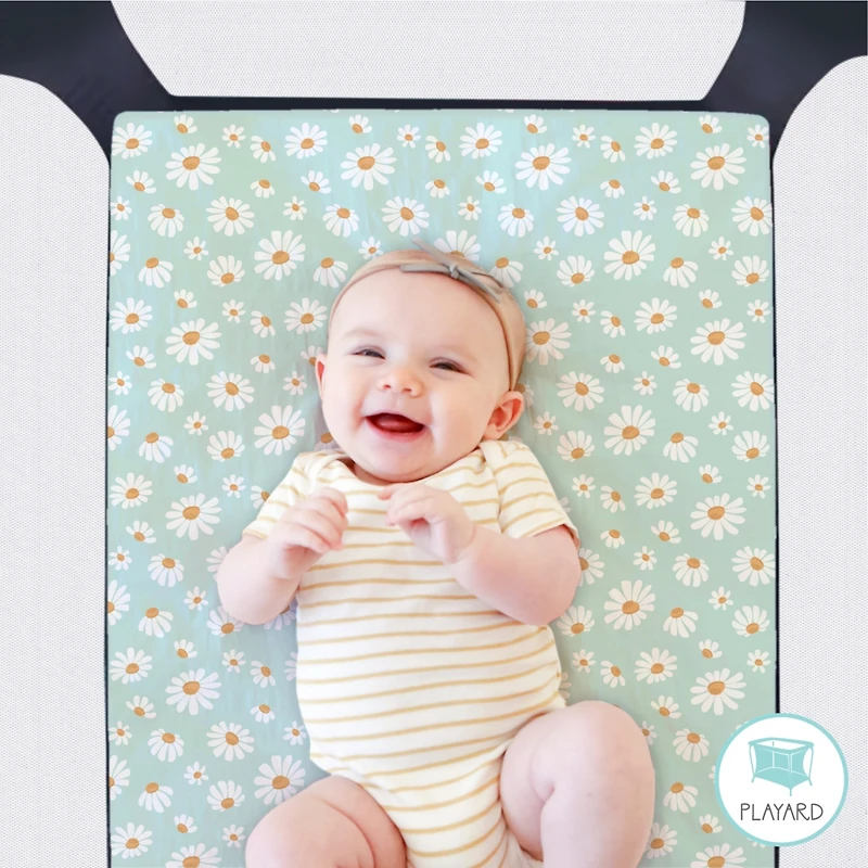 The Peanutshell Daisy Dreams 3-Pack Fitted Playard Sheets