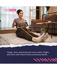 HolaHatha Resistance Band 110lb Maximum Workout Set with 5 Bands and 2 Handles