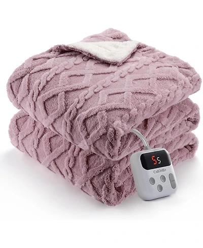 Caromio Full Tufted Sherpa Electric Heated Throw Blanket, 72" x 84"