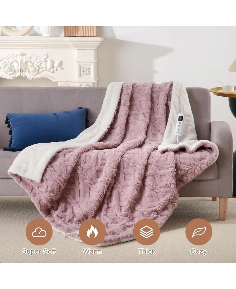 Caromio Full Tufted Sherpa Electric Heated Throw Blanket, 72" x 84"