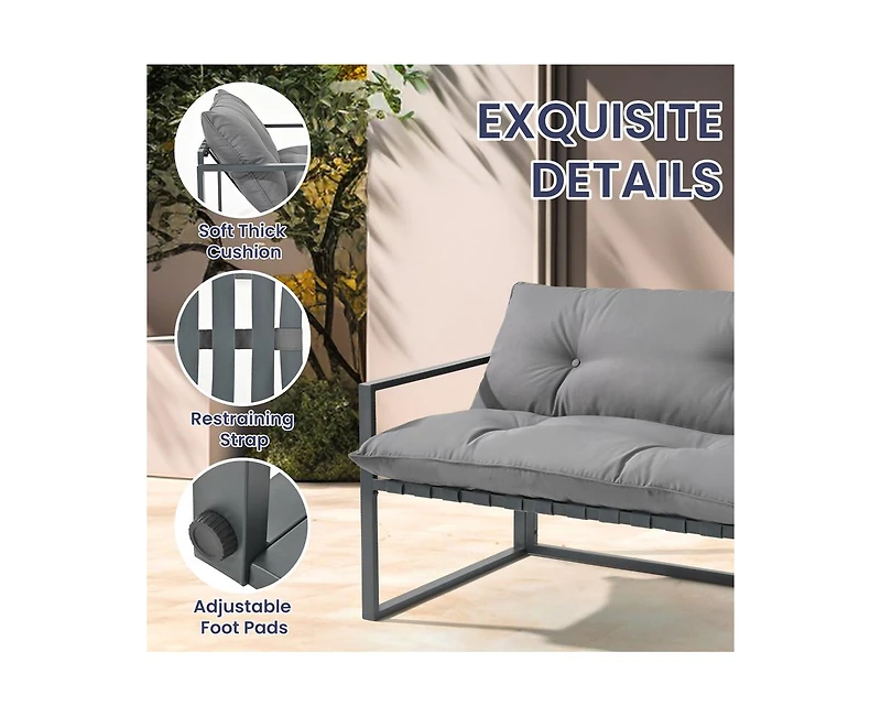Pamapic 4-Piece Metal Outdoor Patio Conversation Set with Cushions