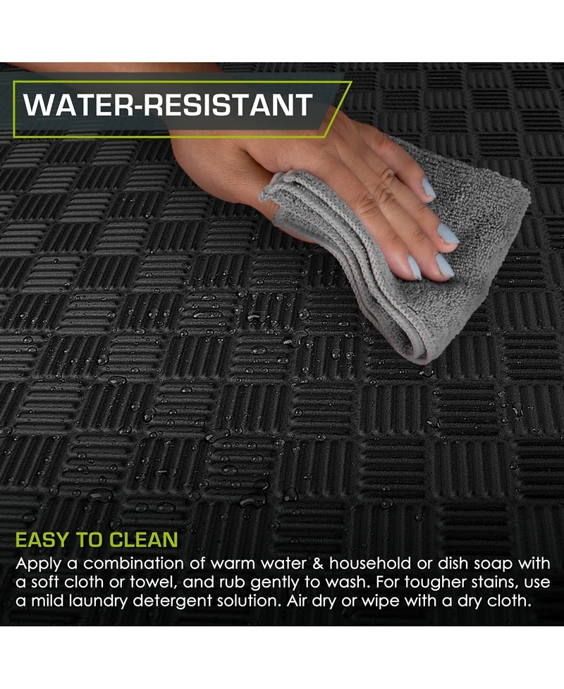 ProsourceFit Checkered Puzzle Exercise Mat 12 x 12 1/2-in, Black, 12 Sq Ft - 12 Tiles