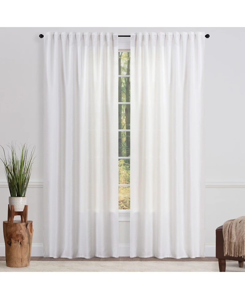 Chanasya Premium 2-Panel Faux Belgian Flax Textured Semi Sheer Curtains