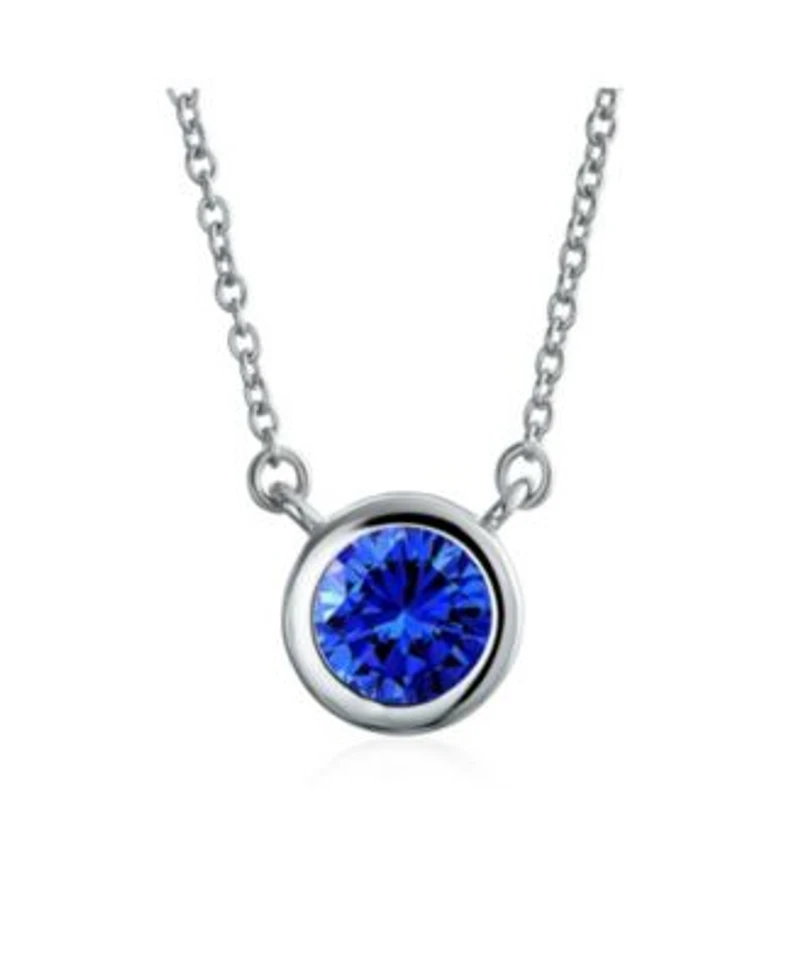 Bling Jewelry Classic Cubic Zirconia 2CT Round Cz Bezel Set Pendant Necklace Sterling Silver