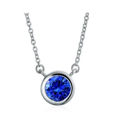 Bling Jewelry Classic Cubic Zirconia 2CT Round Cz Bezel Set Pendant Necklace Sterling Silver