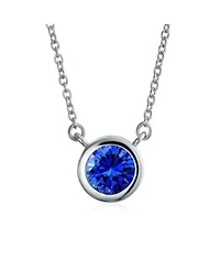 Bling Jewelry Classic Cubic Zirconia 2CT Round Cz Bezel Set Pendant Necklace Sterling Silver