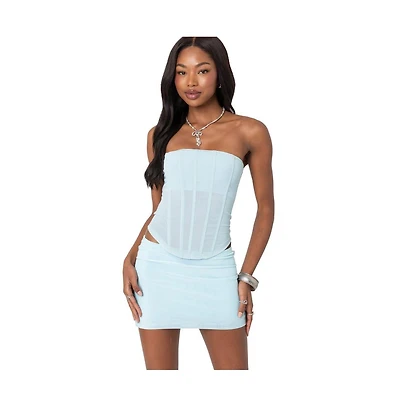 Edikted Womens Vega Sheer Mesh Corset