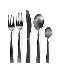 MegaChef Cravat 20 Piece Flatware Utensil Set, Stainless Steel Silverware Metal Service for 4 Matte Black