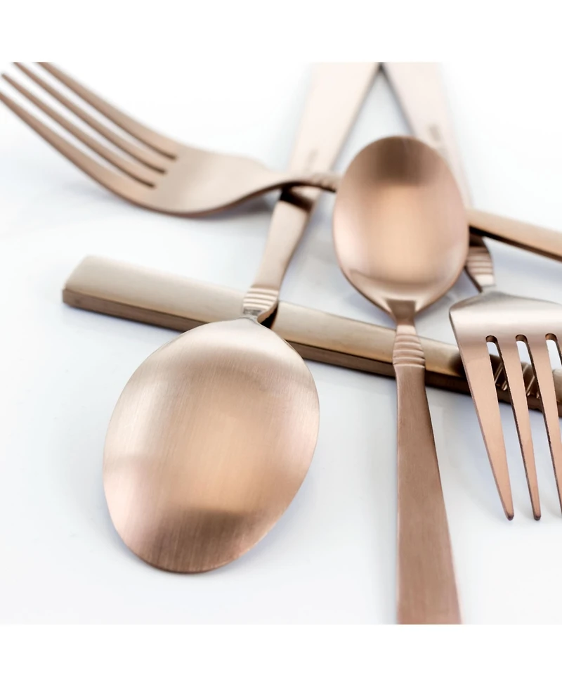 MegaChef Cravat 20 Piece Flatware Utensil Set, Stainless Steel Silverware Metal Service for 4 in Matte Black