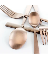 MegaChef Cravat 20 Piece Flatware Utensil Set, Stainless Steel Silverware Metal Service for 4 in Matte Black