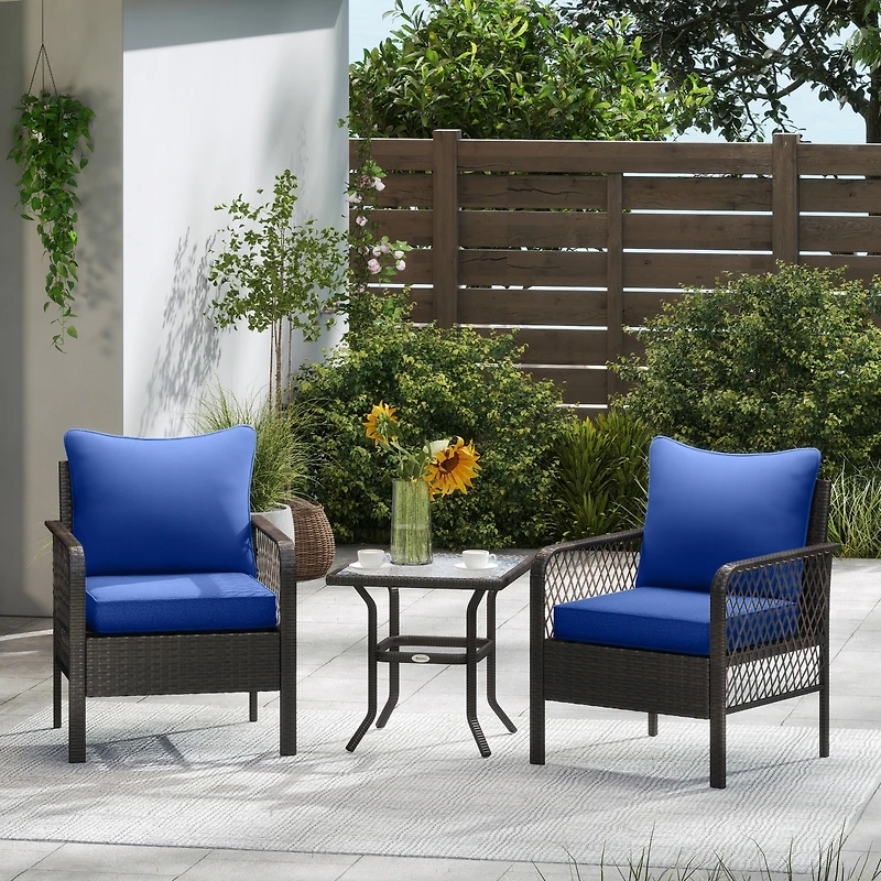 Outsunny 4 Outdoor Chair Cushions with Seat & Backrest, 24" x 24",