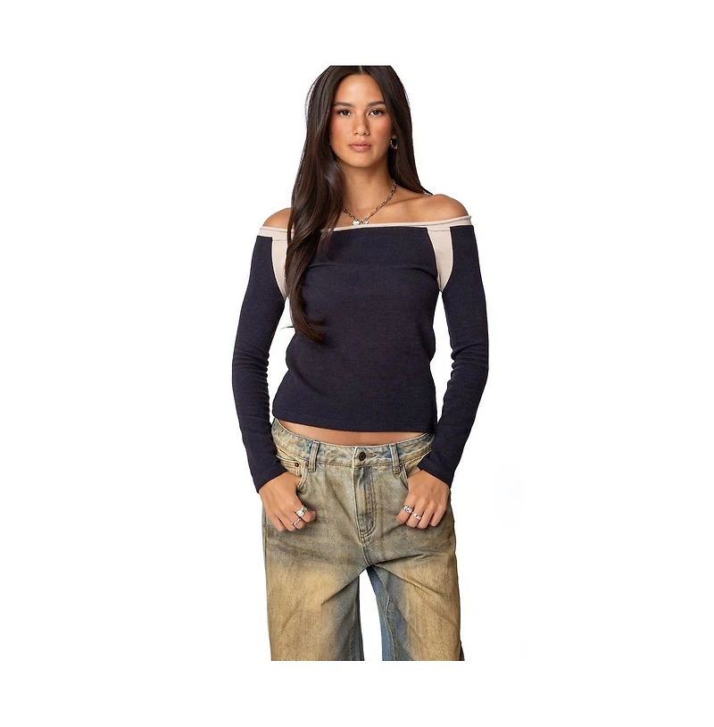 Edikted Womens Off Shoulder Thermal Top