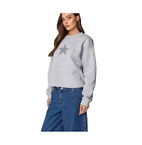 Edikted Womens Gingham Star Sweatshirt