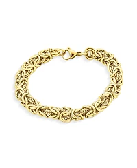 Bling Jewelry Thick Strong Biker Jewelry Hip Hop Gangster Heavy Mechanic Link Byzantine Chain Bracelet Yellow Gold Plated Stainless Steel 9 Inch