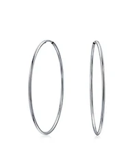 Bling Jewelry Thin Minimalist Hoop Huggie Earrings Sterling Silver Various Sizes