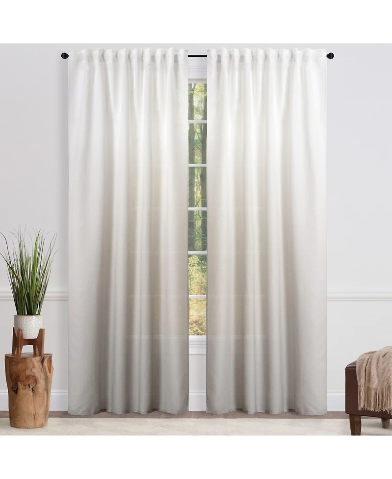 Chanasya Premium 2-Panel Gradient Ombre Faux Belgian Flax Semi Sheer Curtains - for Windows Living Room Bedroom