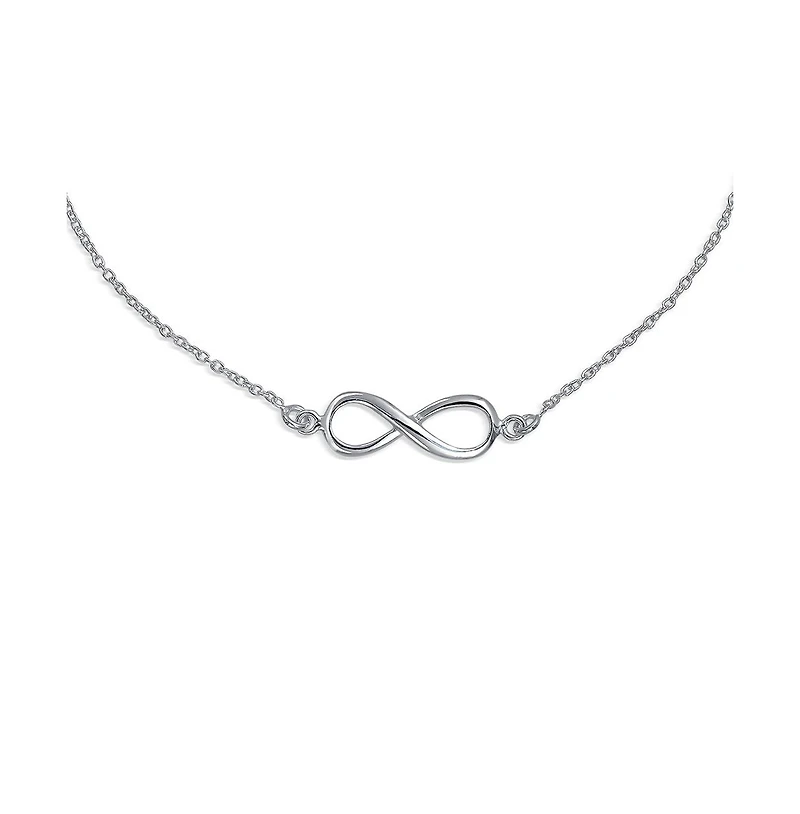 Bling Jewelry Infinity Figure Eight Love Knot Charm Anklet Link Ankle Bracelet .925 Sterling Silver Adjustable 9 To 10 Inch With Extender
