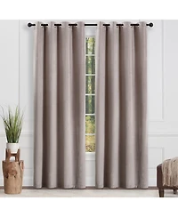 Chanasya Premium Taupe Velvet Curtains Panel Set 2 -Piece