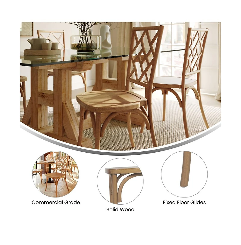 Merrick Lane Mara Set Of 2 Solid Wood Dining Chairs With Stackable Design, Ornate Seat Back Accenting, And Elegant Finish
