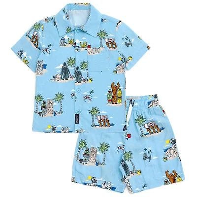 Starwars Toddler Boys Star Wars Chewbacca Darth Vader R2-D2 Stormtrooper Tie Fighter X-Wing Matching Family Hawaiian Button Down Shirt Adult