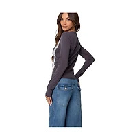 Edikted Womens Frenchy Long Sleeve T Shirt