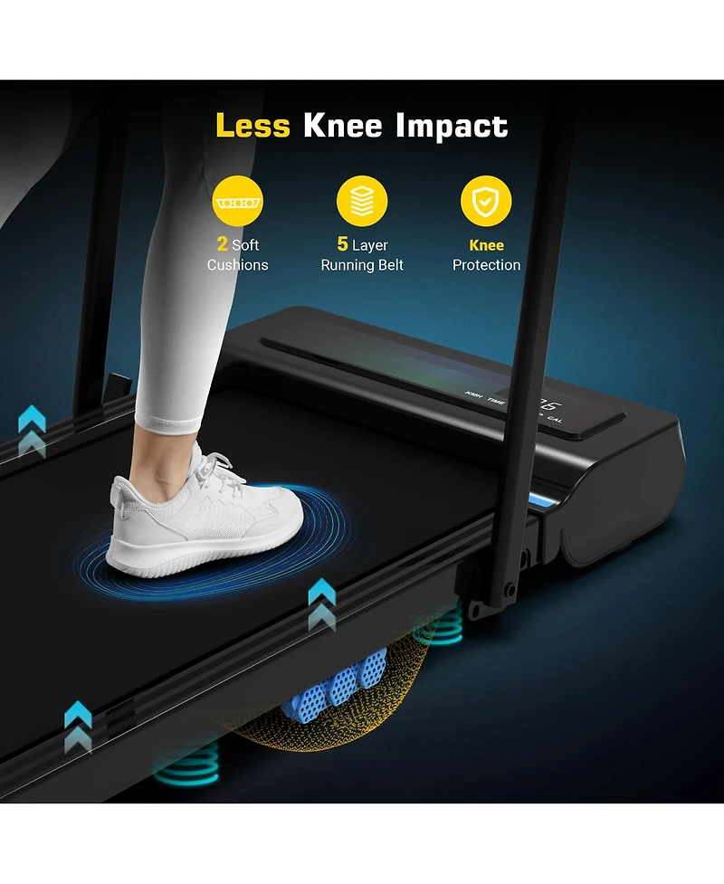 Redliro 2 in 1 Under Desk Folding Treadmills Walking Running Machine 7.6MPH for Home Office Black