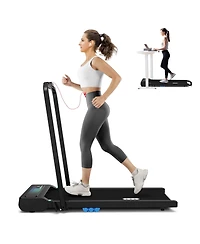 Redliro 2 in 1 Under Desk Folding Treadmills Walking Running Machine 7.6MPH for Home Office Black