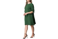 Kiyonna Plus Manhattan Shift Dress with Tie Sleeves