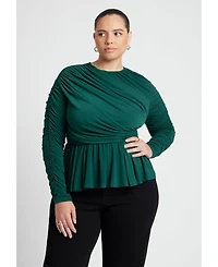 Eloquii Women's Plus Size Shirred Peplum Top