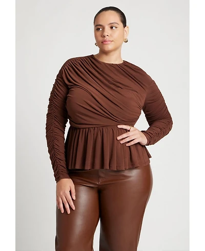 Eloquii Women's Shirred Peplum Top