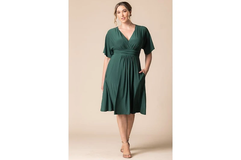 Kiyonna Women's Plus Gia A-Line Midi Dress with Pockets