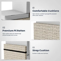 Gray 7-Piece Wicker Outdoor Sectional Set with Coffee Table and Cushions