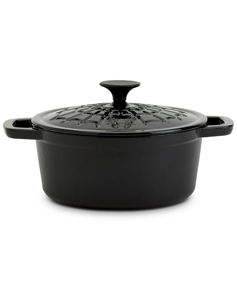 Smith and Clark Iron Works Enameled Cast Iron 3-Qt. Spider Web Dutch Oven