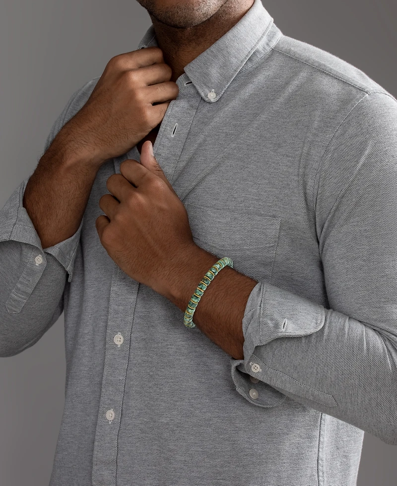Esquire Men's Jewelry Green Agate Bead Blue Cord Bolo Bracelet in Gold-Tone Ion-Plated Stainless Steel (Also in Jasper), Created for Macy's
