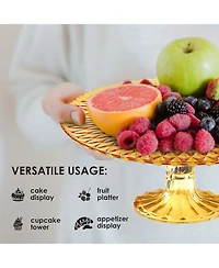 Amici Home Rochester Footed Glass Cake Stand - Amber
