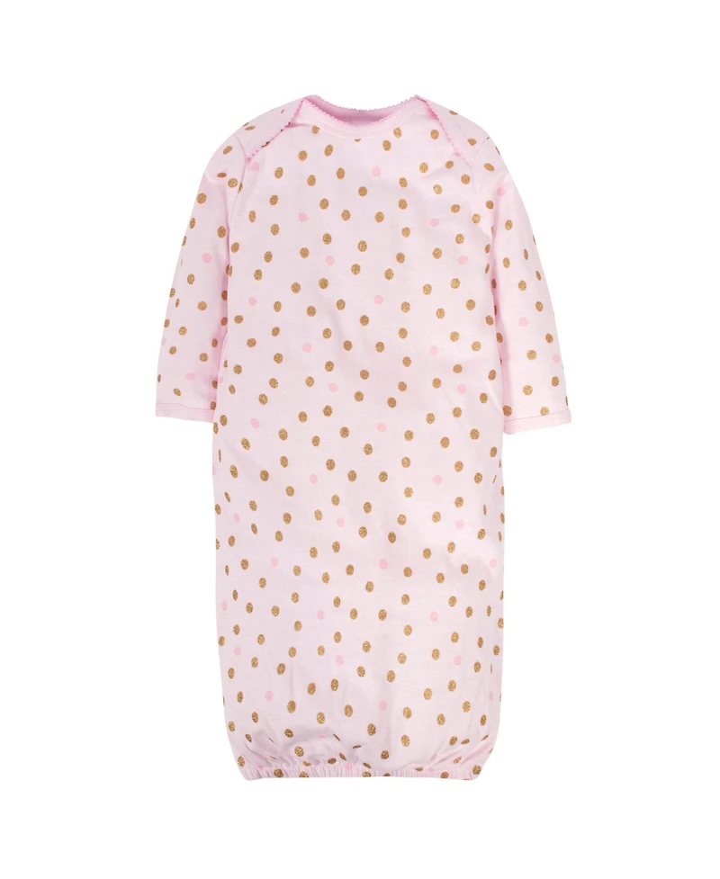 Gerber Baby Girls 4-Pack Gowns, Golden Floral, 0-6 Months