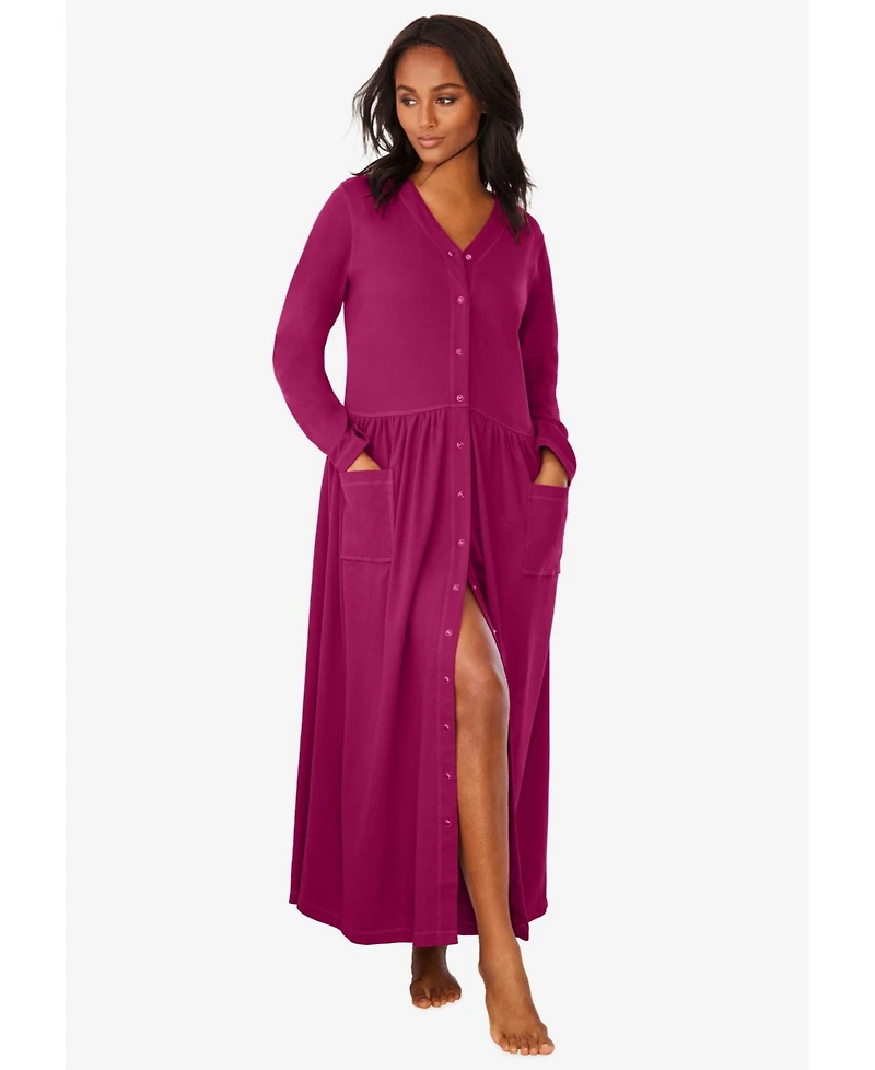 Only Neccessities Plus Long Snap-Front Knit Lounger
