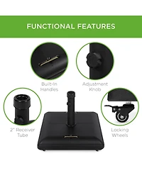 Best Choice Products 81lb. Heavy Duty Square Concrete Rolling Patio Umbrella Base Stand w/ Locking Wheels