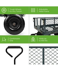 Best Choice Products Heavy-Duty Steel Garden Wagon Lawn Utility Cart w/ 400lb Capacity, Removable Sides, Handle - Gray