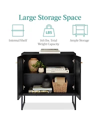Best Choice Products 2-Door Rattan Storage Cabinet, Accent Furniture, Cupboard w/ Non-Scratch Foot Pads