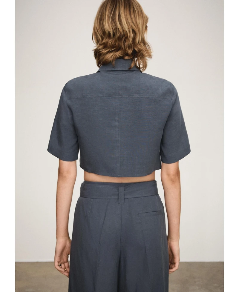 Mango Women's Lyocell Cropped Shirt