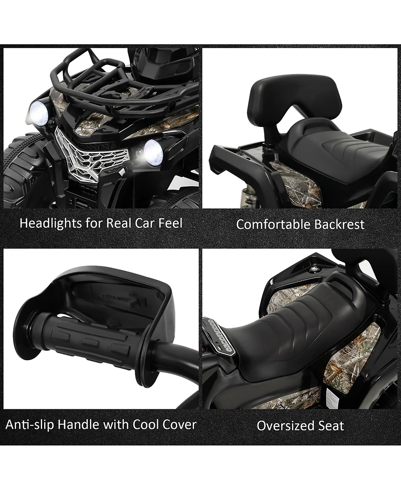 12V Kids Ride On Atv Electric 4-Wheeler Quad 2 Speeds with Mp3 & Headlights