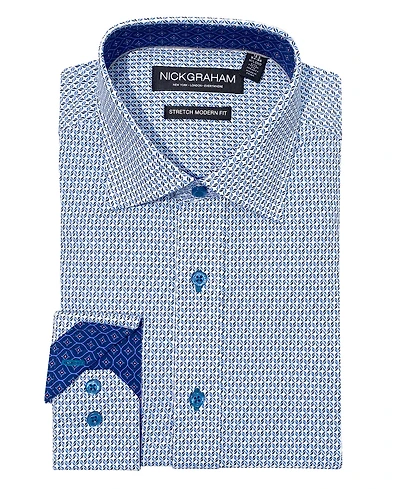 Nick Graham Men's Modern Fit Star Floral Medallion Dress Shirt
