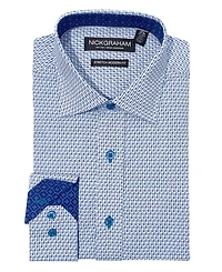 Nick Graham Men's Modern Fit Star Floral Medallion Dress Shirt