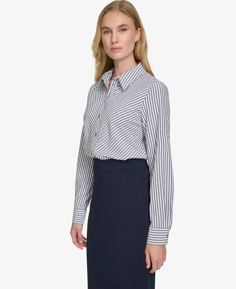 Tommy Hilfiger Women's Strip-Print Button-Front Shirt