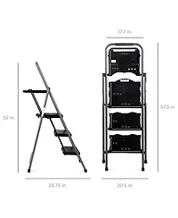 Best Choice Products 3-Step Portable Folding Anti-Slip Steel Ladder w/ Hand Grip, Utility Tray, 330lb Capacity