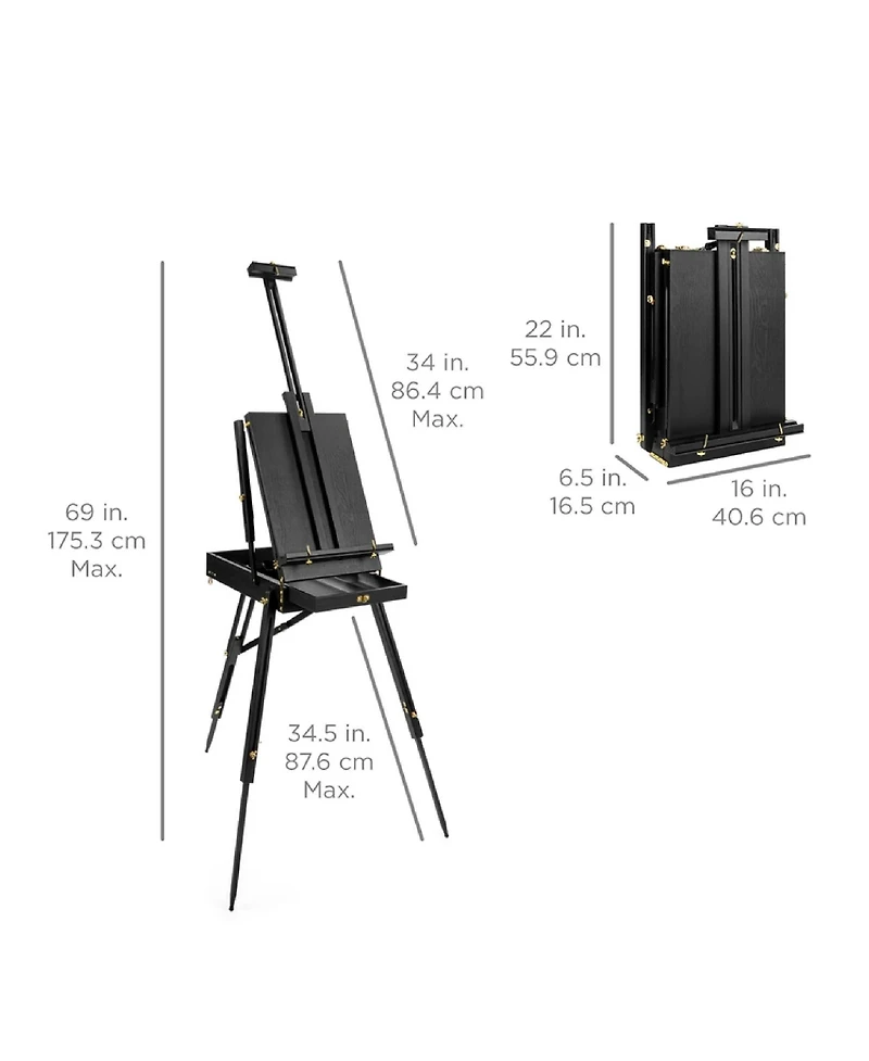 Best Choice Products French Easel, 32pc Beginners Kit Portable Wooden Adjustable Tripod w/ Paint Supplies