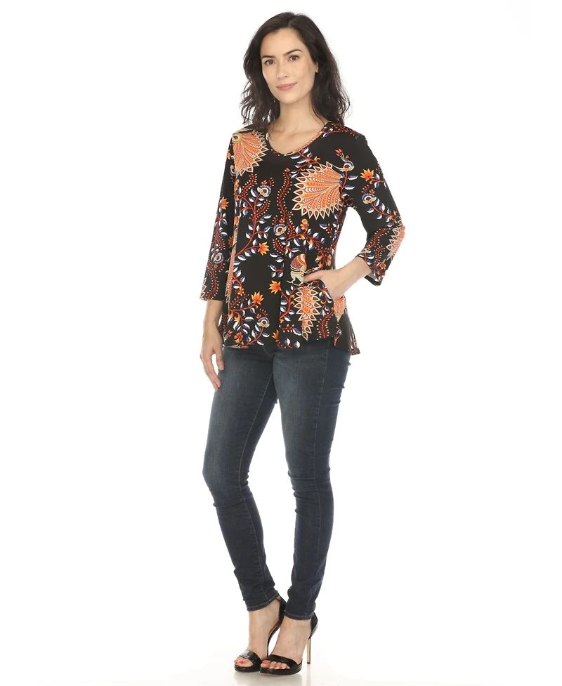White Mark Women's Vibrant Boho Swing Top