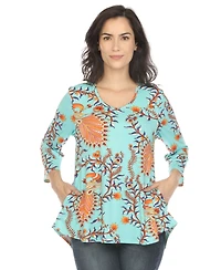 White Mark Women's Vibrant Boho Swing Top