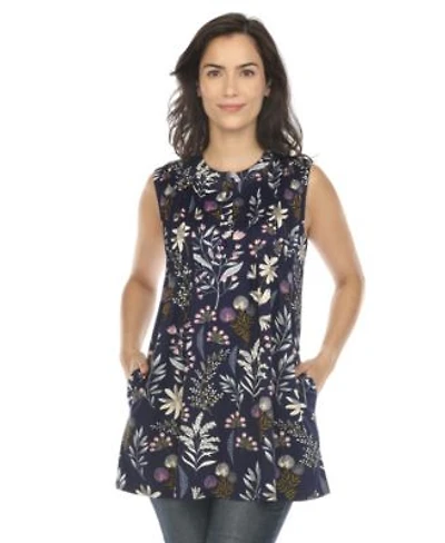 White Mark Womens Floral Sleeveless Tunic Top